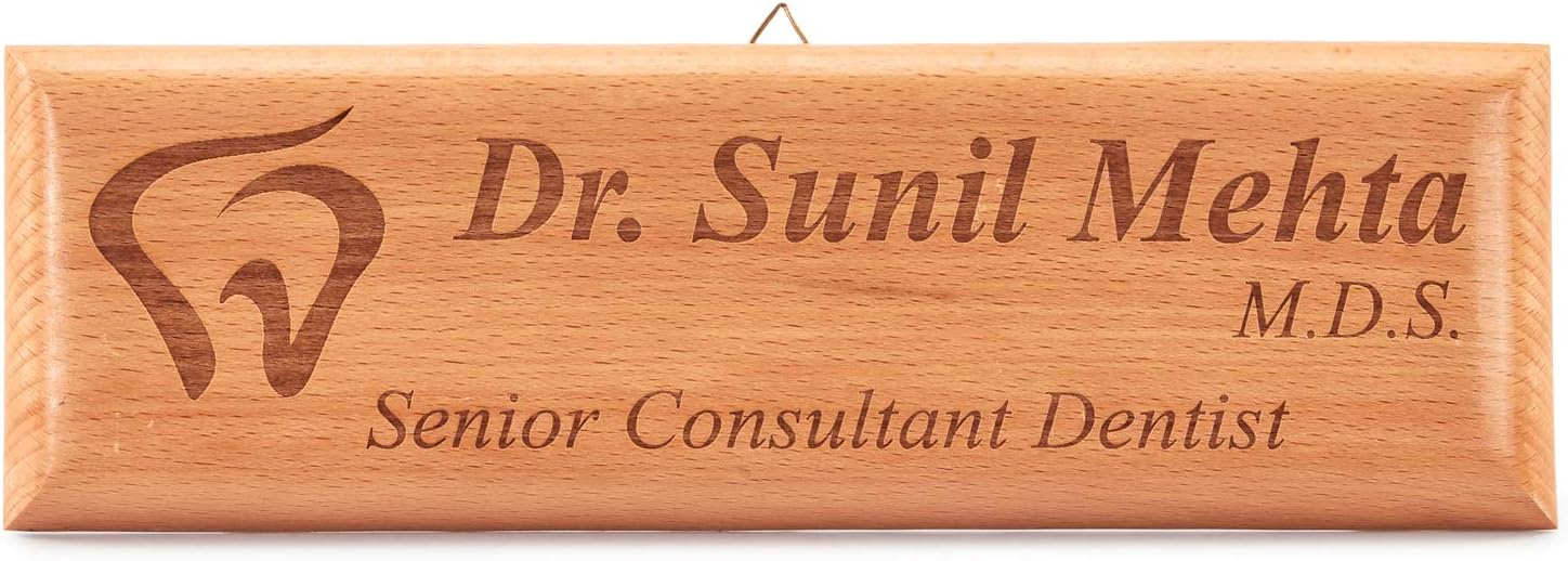 Presto Wooden Big Rectangle Shape Engraved Name Plate