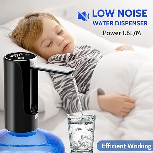 Miniatura 5 de Dispensador de agua de botella de 5 galones, bomba de botella de agua universal plegable, bomba de agua potable eléctrica portátil automática,