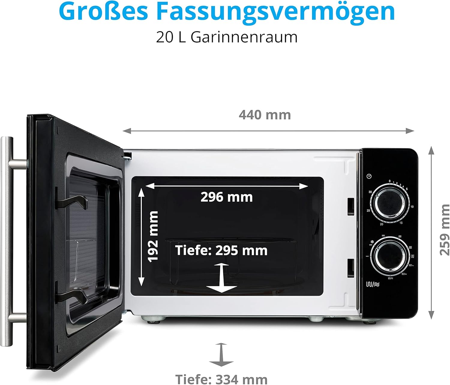 Unutrašnje dimenzije mikrovalne pećnice MEDION MD10495