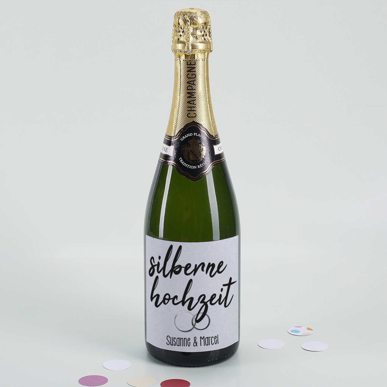 Personalisiert Sekt-Etiketten Für Silberhochzeit - 2 Stück 9x13 Cm