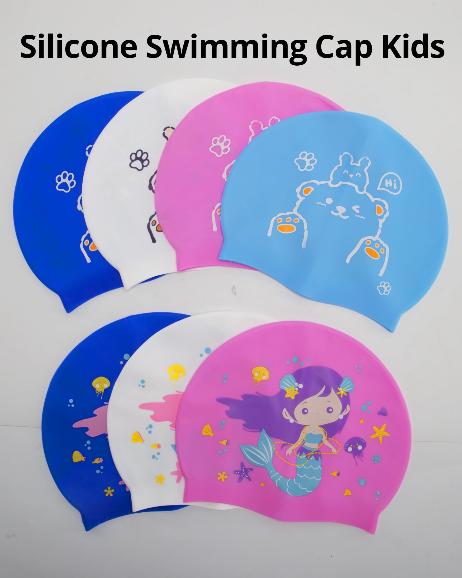 Gorro de Piscina para Niños 4-12 años, Gorro Natación Silicona Niños, Impermeable y Antideslizante