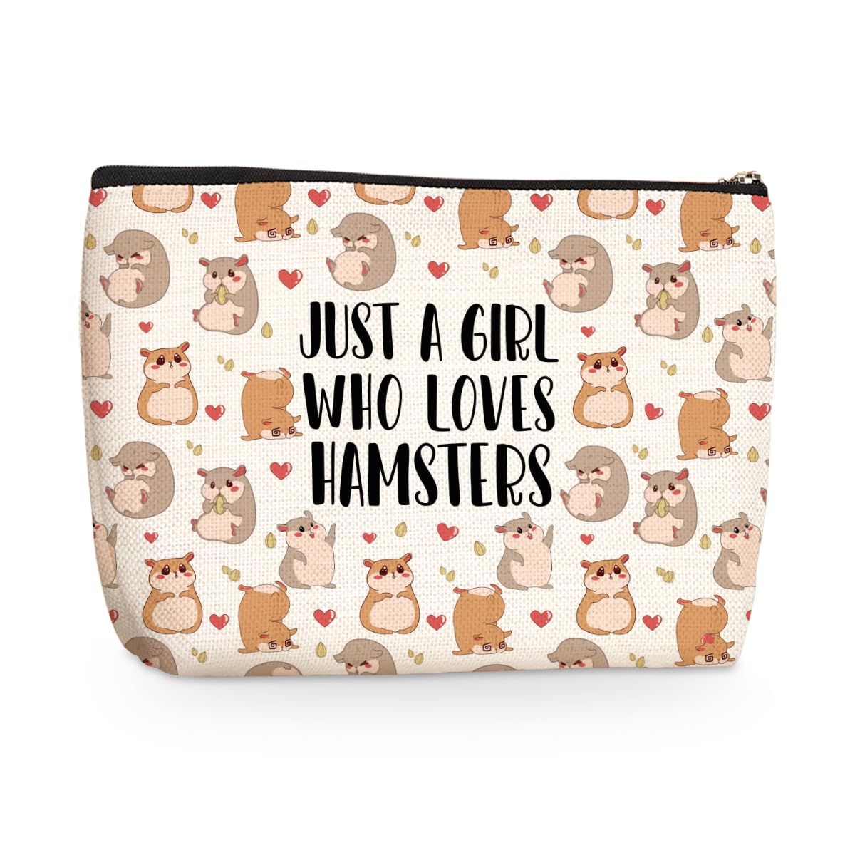 Cute Hamster Print Makeup Bag Hamster Gifts Cosmetic Travel Bag Hamster Accessories Decor Stuff for Animal Hamster Pet Lovers Women Girls Sister Best Friend Funny Skincare Bag for Christmas Birthday