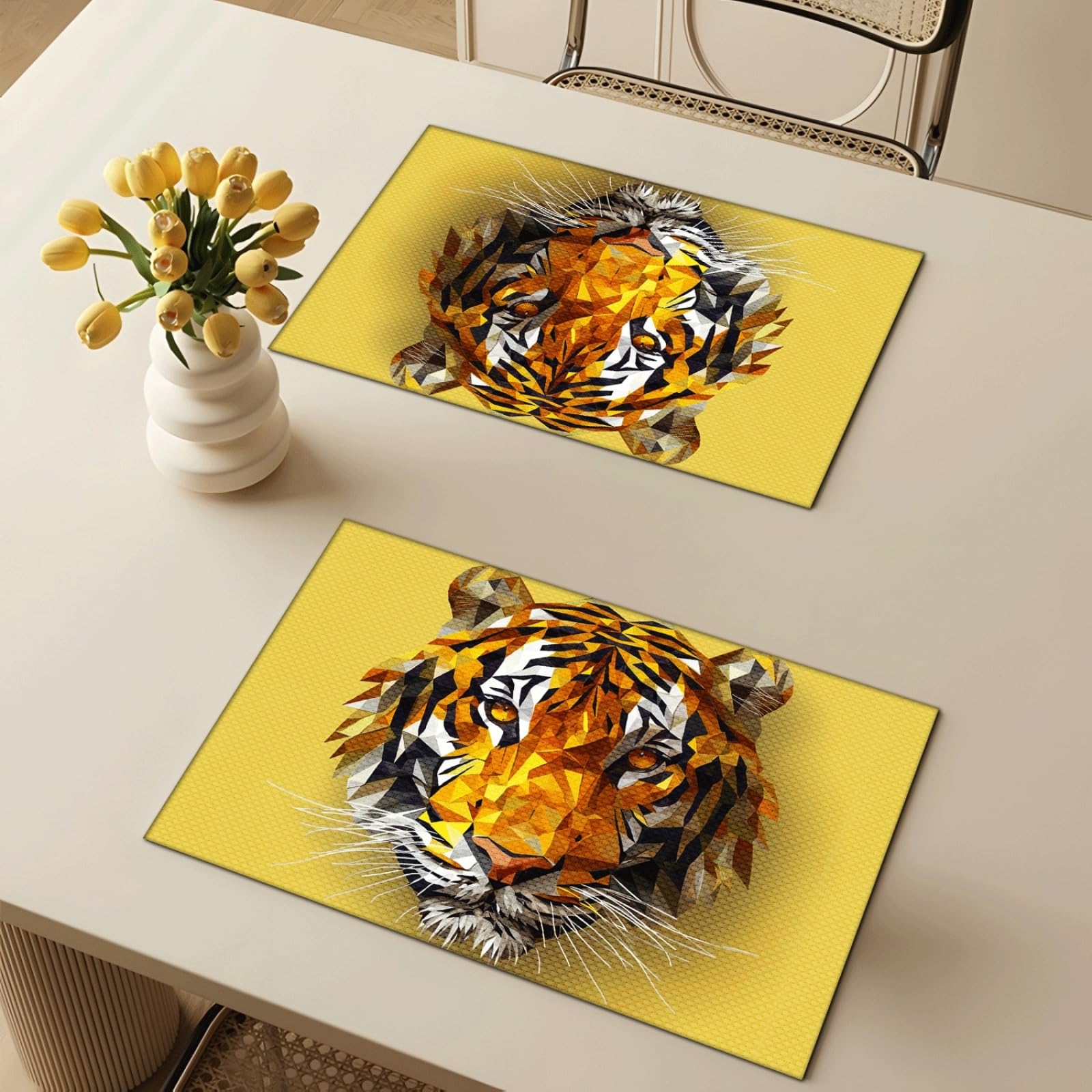 Tovagliette Lavabili 30X45Cm Stampa Tigre Tovagliette Americane Lavabili Colazione In Pvc Antiscivolo Tovaglietta Plastica Antimacchia Resistenti Al Calore Per Tavolo Della Cucina E Sala
