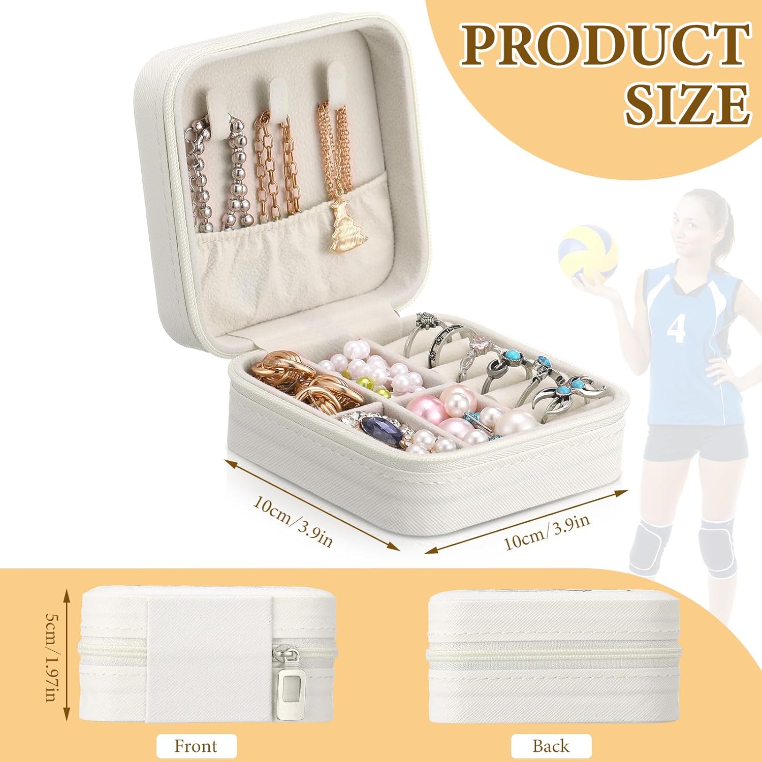 Kenning 9 Pcs Volleyball Jewelry Box Gifts for Team Bulk Sports Player Travel Jewelry Box Portable for Team Coach Gifts