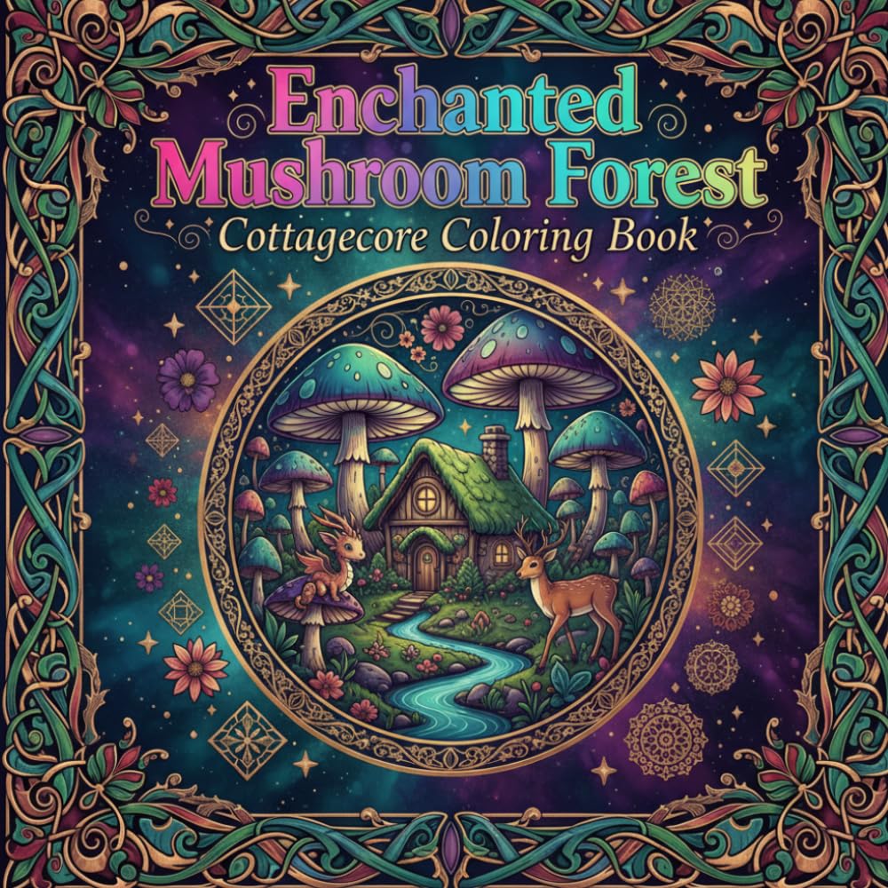 Enchanted Mushroom Forest: A Cottagecore Coloring Book: 40 Whimsical Fairy & Woodland Scenes for Adults