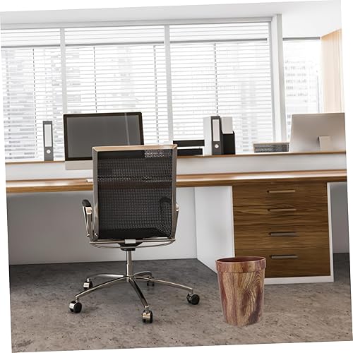 Miniatura 8 de BESPORTBLE Basurero de madera, redondo apilable, cubo de basura de madera natural, cubo de basura rústico para dormitorio, baño, oficina, sala de