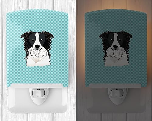 Miniatura 2 de Caroline's Treasures BB1179CNL - Luz nocturna de cerámica con borde azul y borde collie compacto, certificado UL, ideal para dormitorio, baño,