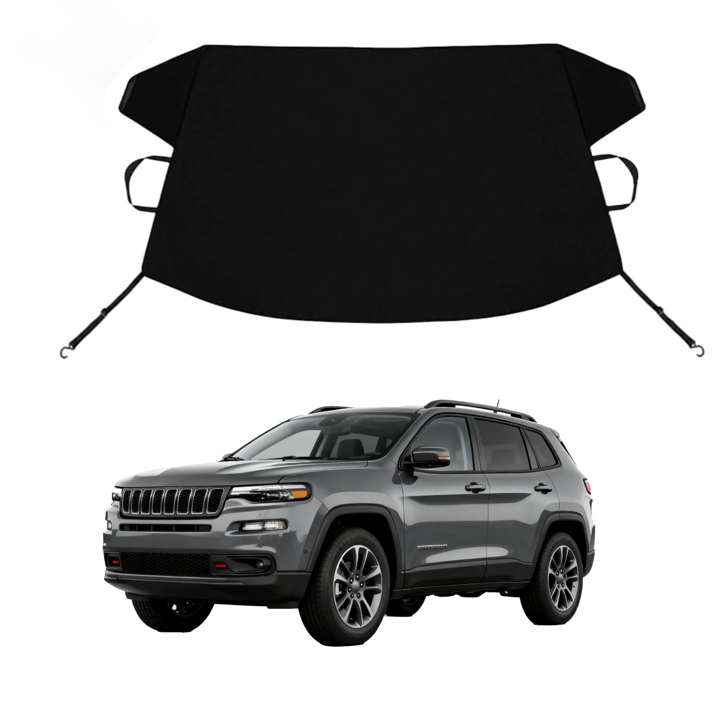 Cherokee Custom Windshield Cover for Ice and Snow JEE-p Cherokee Heavy Duty 600D Oxford Fabric Windshield Protector Fit Waterproof Frost Snow Cover Winter Car Accessories