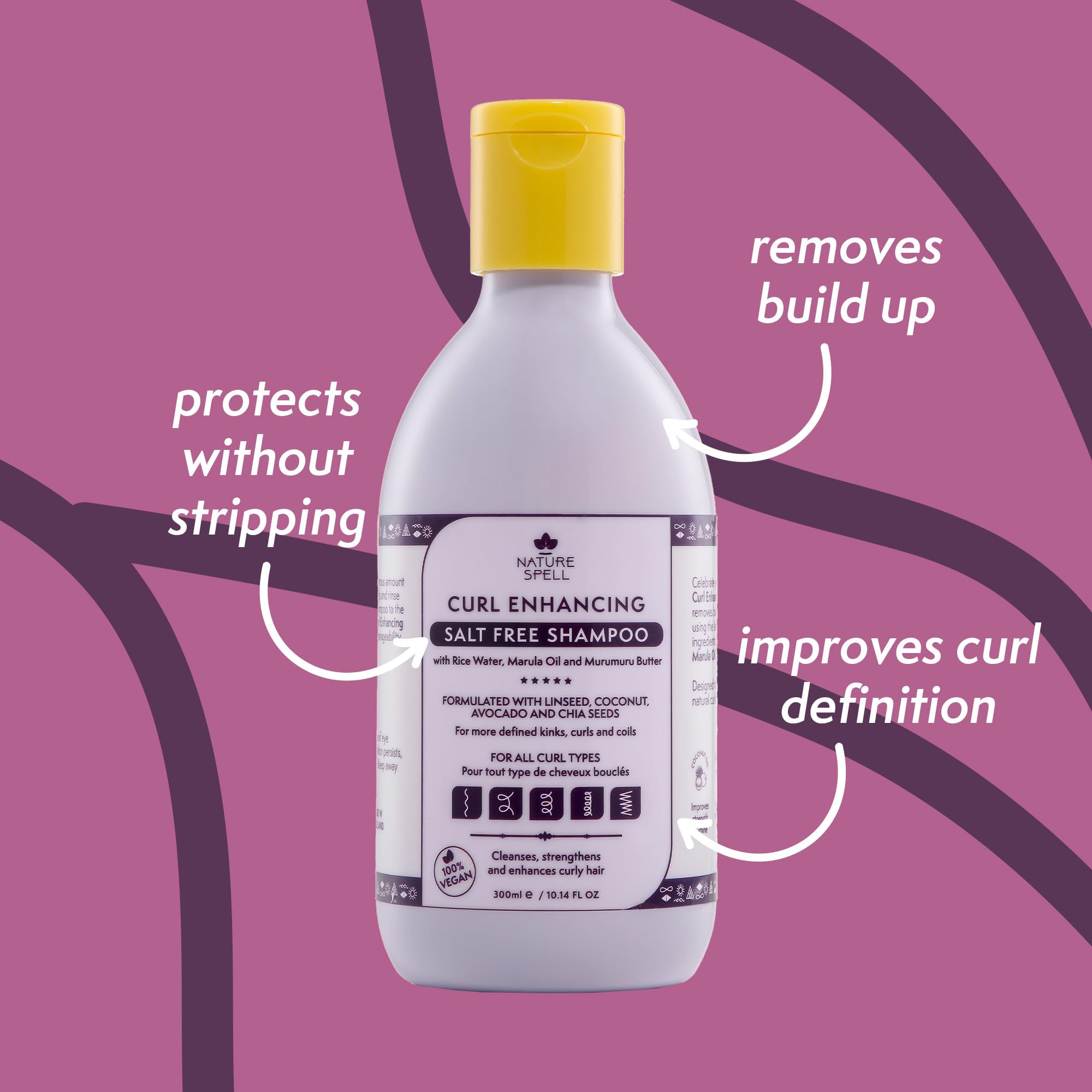 Nature Spell Curl Enhancing Set for Curly Hair Salt Free Shampoo & Conditioner, Hair Mask & Leave-In Cream - Image 2