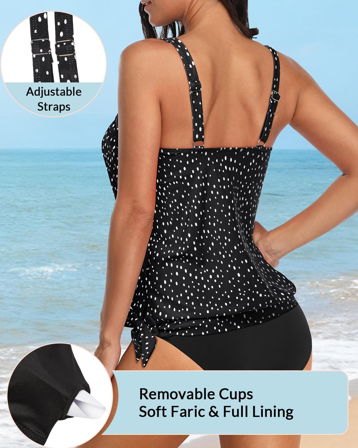 Yonique Womens Blouson Tankini Top Only Loose Fit Swim Top No Bottom Modest Swimsuit