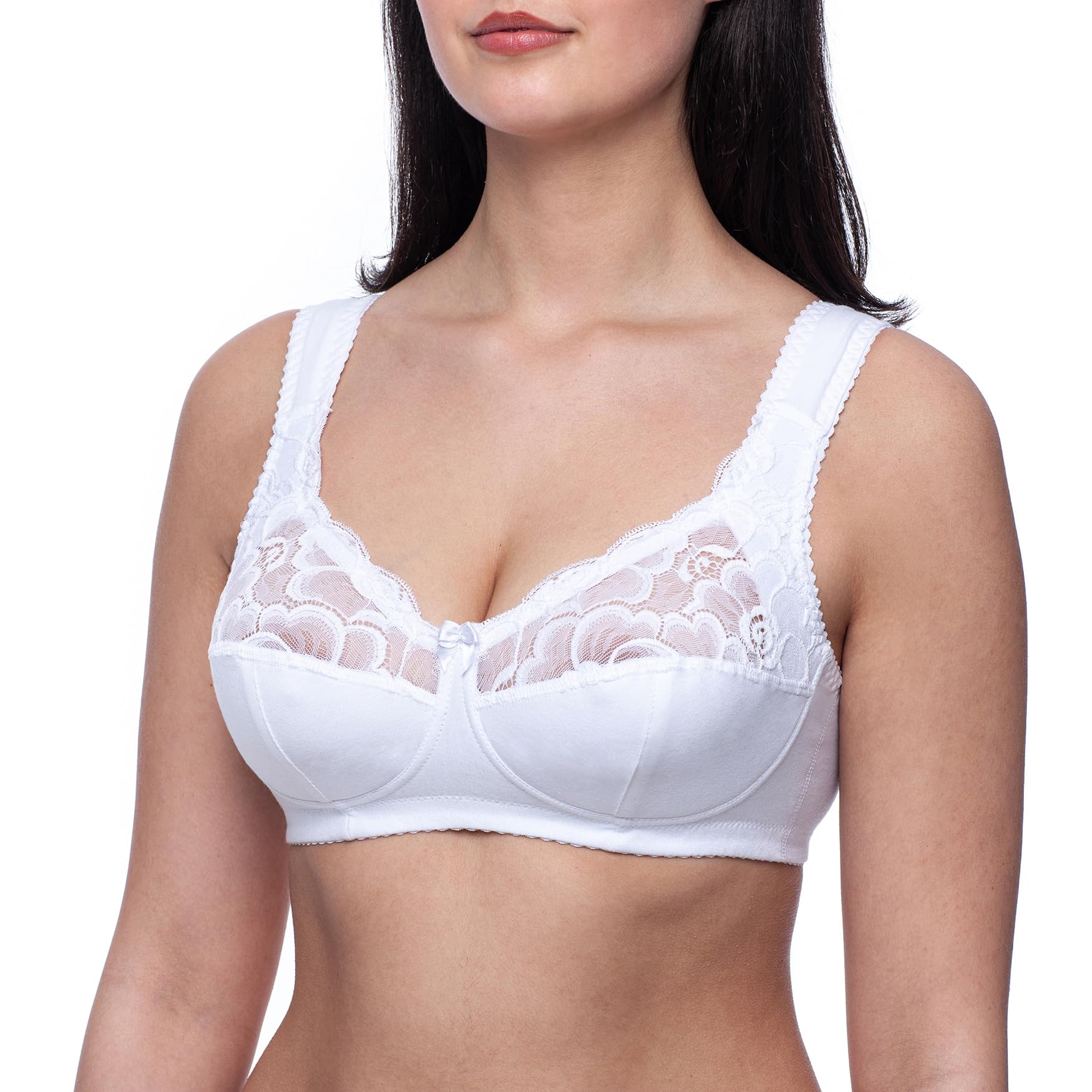 frugue Cotton Bra Non Wired Ladies Full Coverage Minimiser Plus Size White UK 44 DD