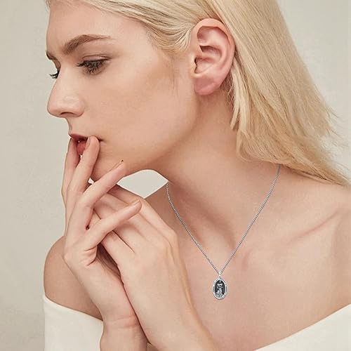 Vista 598 de Collar con colgante de plata de ley 925 con medalla de San Patrón, joyería religiosa para hombres y mujeres, con cadena de acero inoxidable 316L