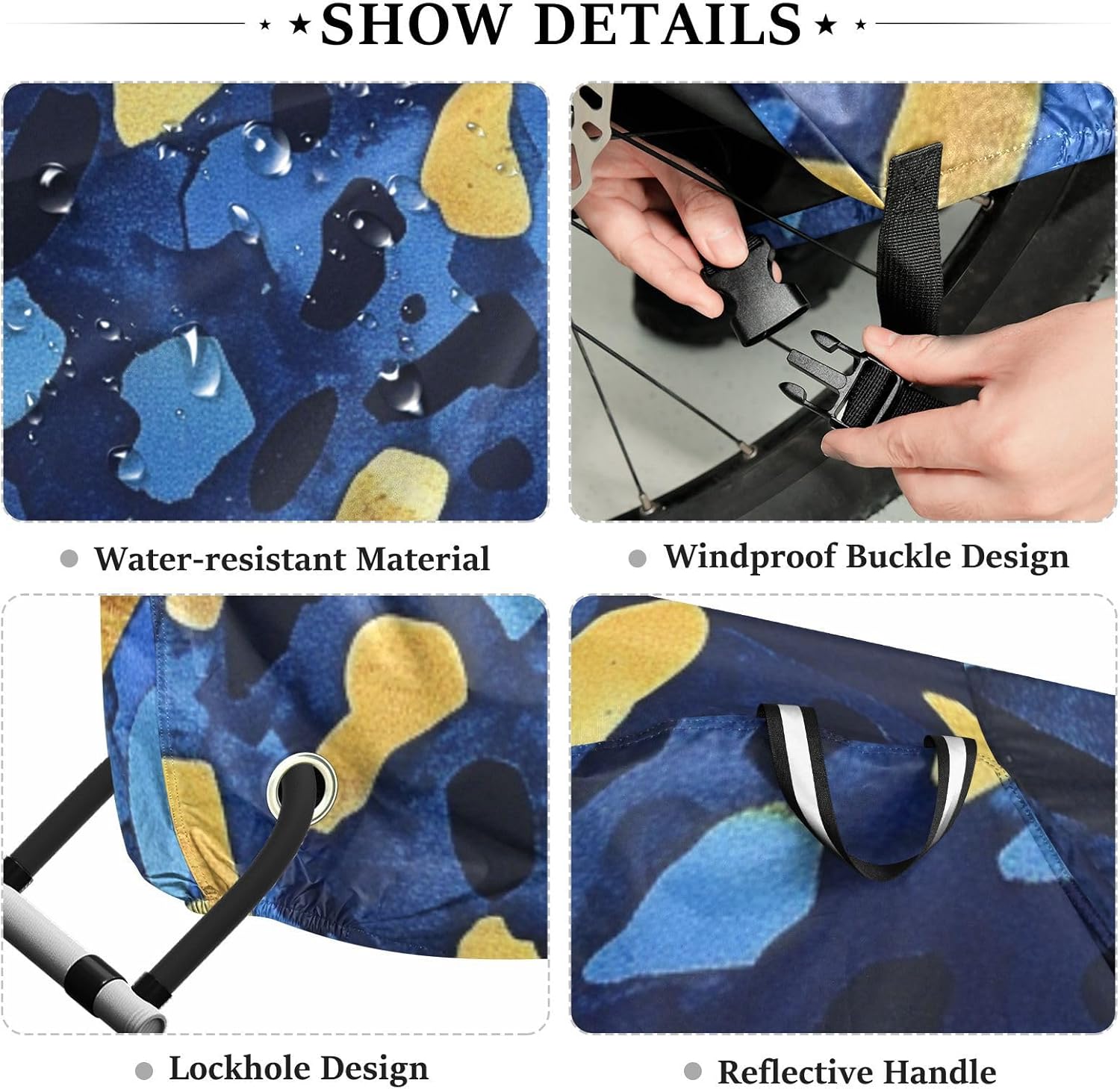 Leopard Print Blue Godlen Cover for Bike Waterproof Outdoor Rain Cover Bikes Storage