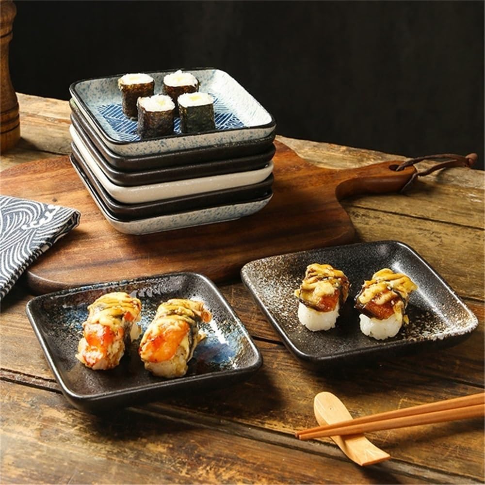 Mini Quadratischer Keramik-Sushi-Teller, flache Soßenschale