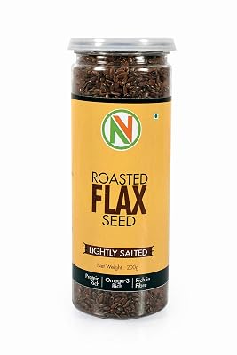 NatureVit Roasted Flax Seeds for Eating 400 Gram (200g x 2 Pack) | Heart Healthy Super Seeds | Rich in Omega-3, Protein 
