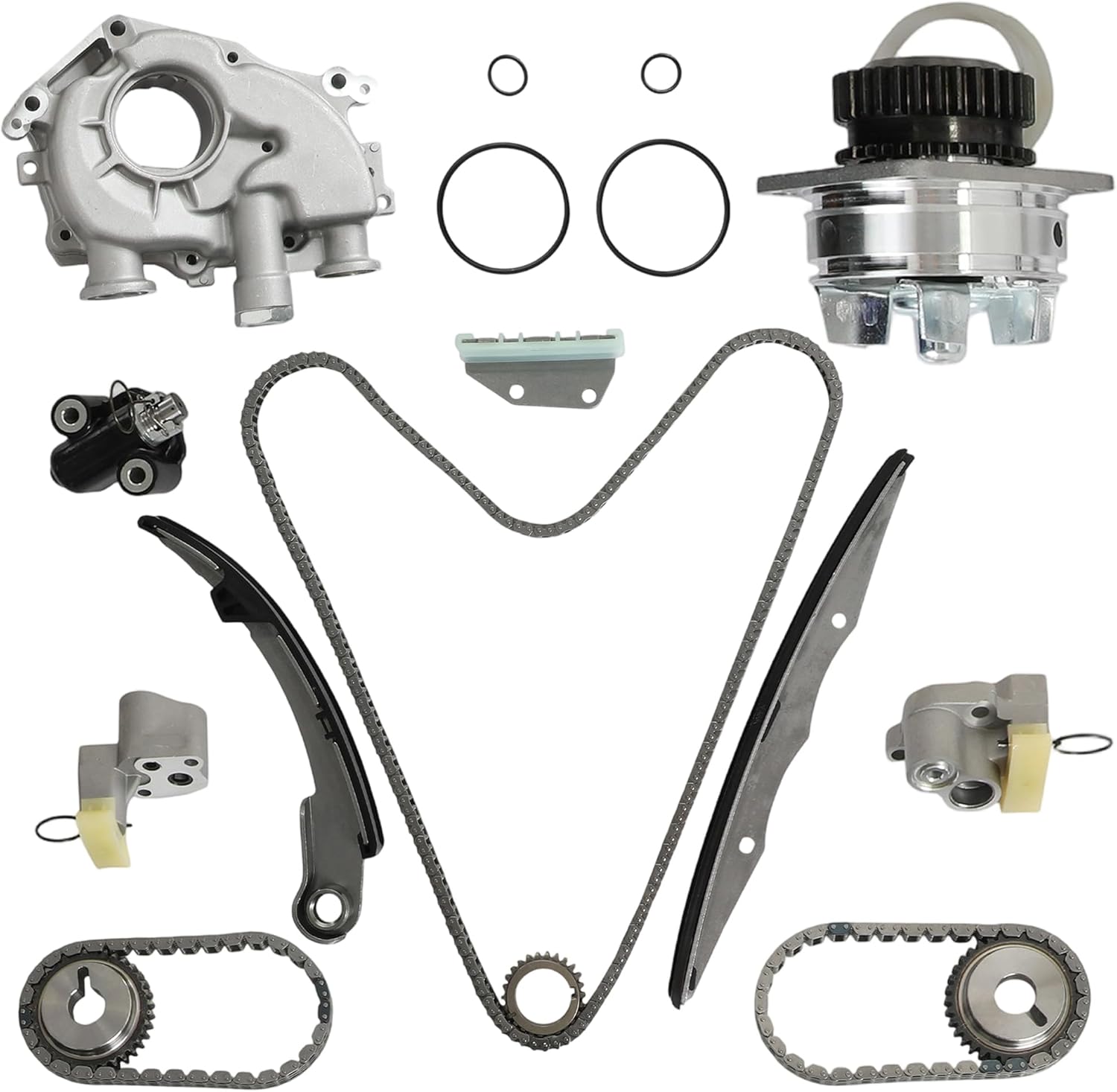 VQ40DE Engine Timing Chain Kit & Water Pump Oil Pump Fit For Nissan Frontier Pathfinder Xterra 3954CC V6 DOHC 24 Valve 4.0L 2005-2010,13085-EA210 13070-EA200 13070-ZK01B