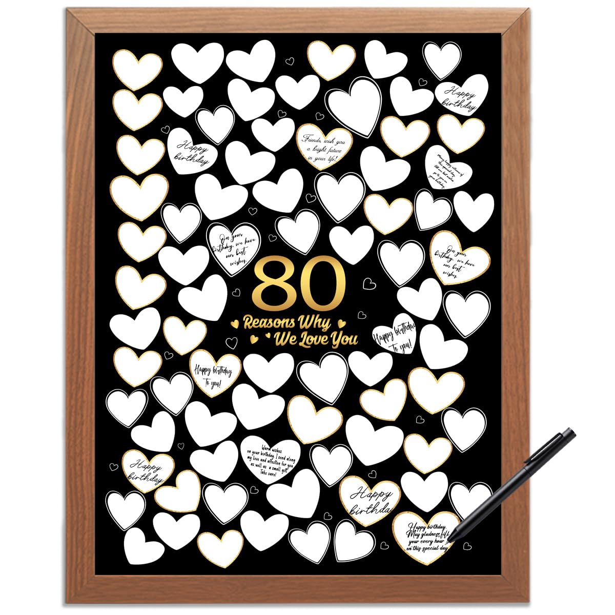 80 Reason Why We Love You,80th Birthday Wall Decor,Birthday Gifts for Women Men,Guest Canvas 80th Anniversary or Birthday Party Favors Decoration-24x18 In