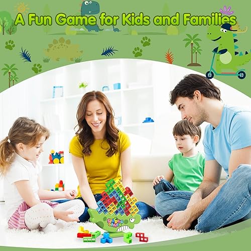 Miniatura 5 de Juego de torre Tetra de dinosaurio de 48 piezas - Juegos de mesa apilables de bloques de construcción