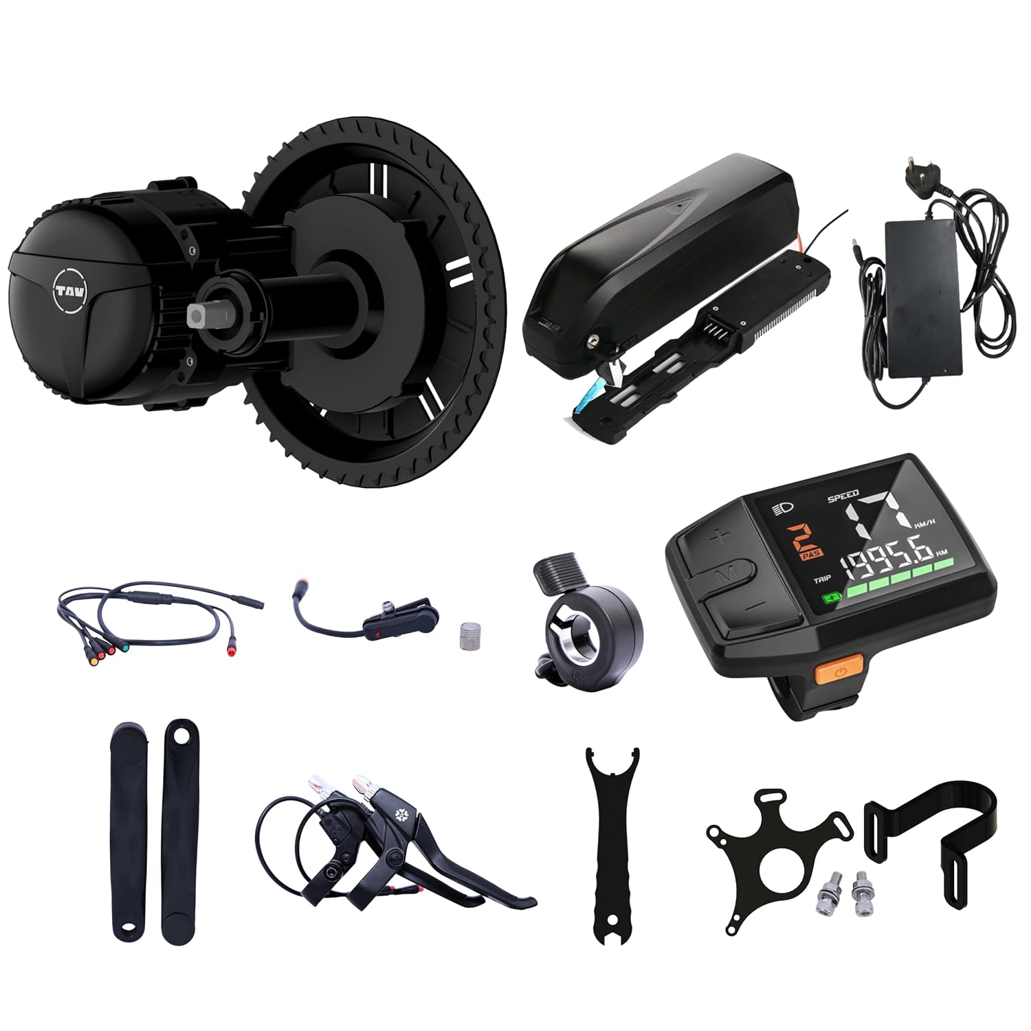 TAV E-Bike conversion kit 250W | 36V for all types of bicycles | High Torque Mid Drive Motor with Digital LCD Display with... - Review, Price and Buying Guide