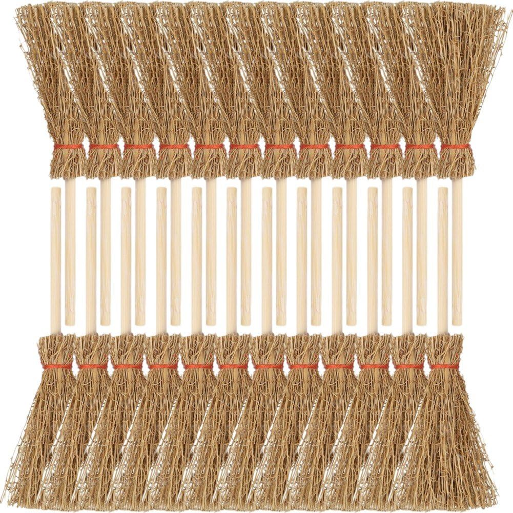 Vbsqic Miniature Witch Brooms 24pcs Mini Halloween Broom Ornaments Mini House Broomstick Decorations Tool Small Witch's Brooms