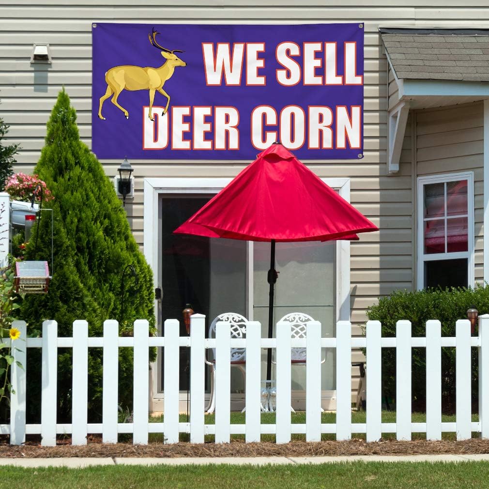 Vinyl Banner Multiple Sizes We Sell Deer Corn Advertising Printing Retails Outdoor Weatherproof Industrial Yard Signs Purple 4 Grommets 24x48Inches
