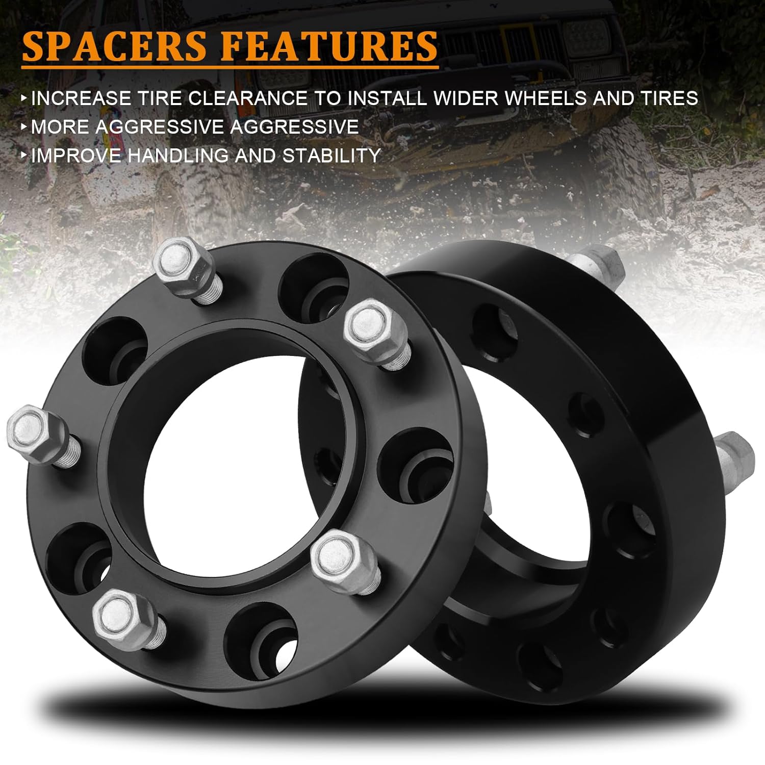 1.5in Hubcentric Wheel Spacers for Toyota 1998-21 Land Cruiser 08-21 Sequoia 07-21 Tundra 98-07 LX 470, 08-21 LX 570 (110mm Bore, 14x1.5 Studs) 5x150mm to 5x150mm Wheel Spacers 4PCS