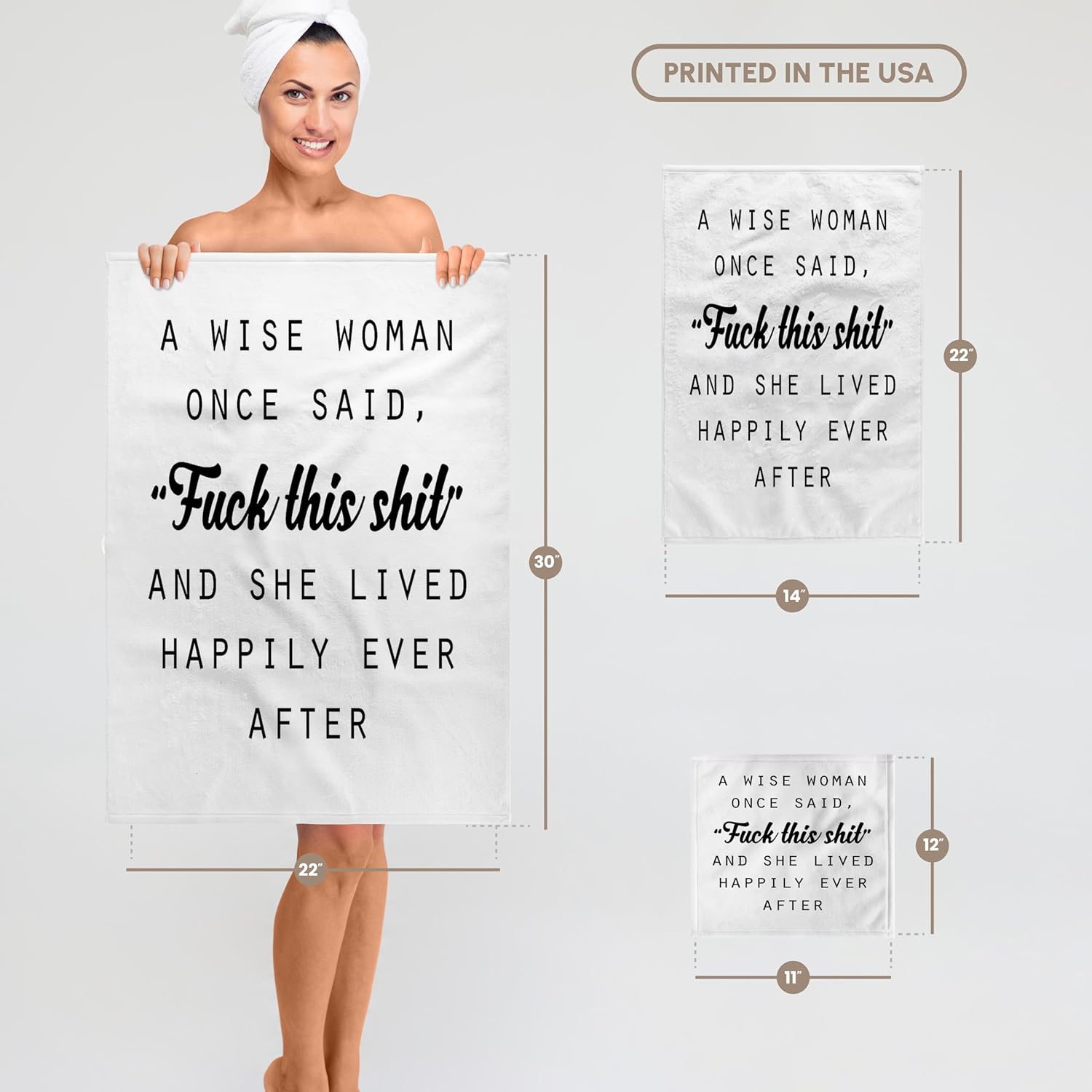 3dRose - A Wise Woman Once Said Fuck This Shit and SHE Lived Happily Ever After - Towel - (twl-235519-2)
