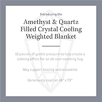 Vista 4 de Dream Lab - Manta con peso reversible de amatista y cristal de cuarzo con funda extraíble, 15 libras, color gris