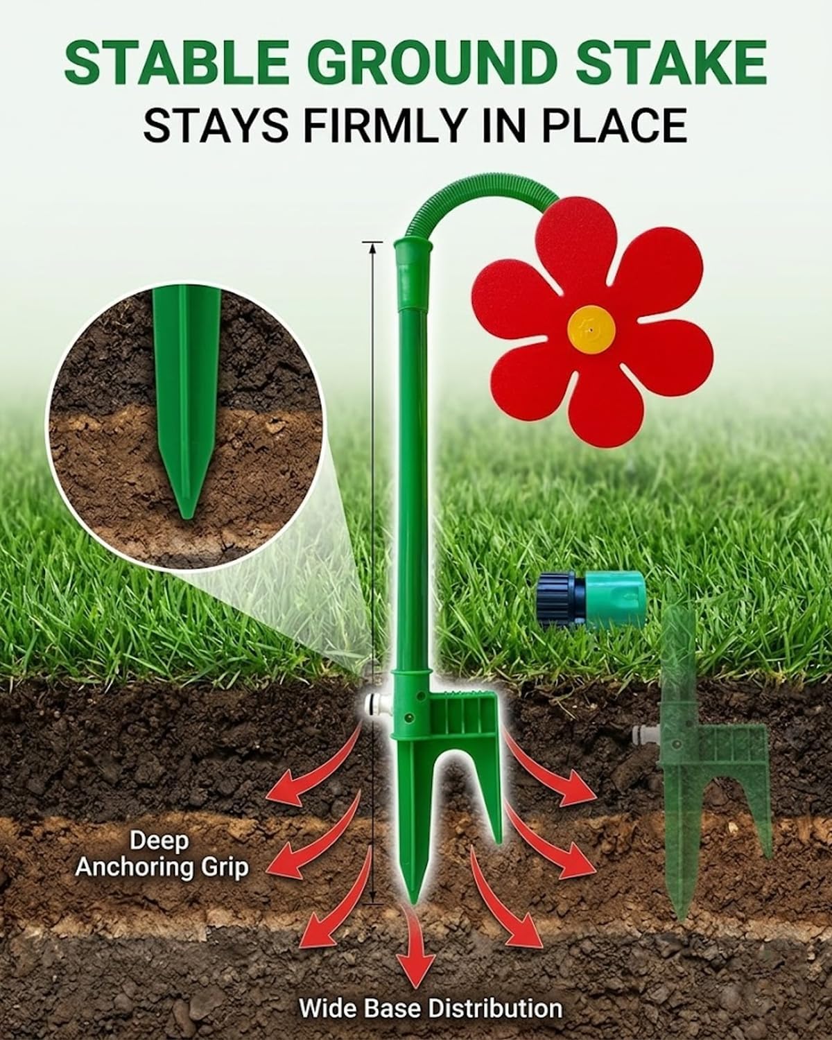 Crazy Dancing Sun Flower Sprinkler, 2026 Upgrade 360° Rotating Daisy Shape Water Sprinkler Funny Lawn Garden Toy for Yard Famliy Dogs Watering Playing (3PCS-Mix)
