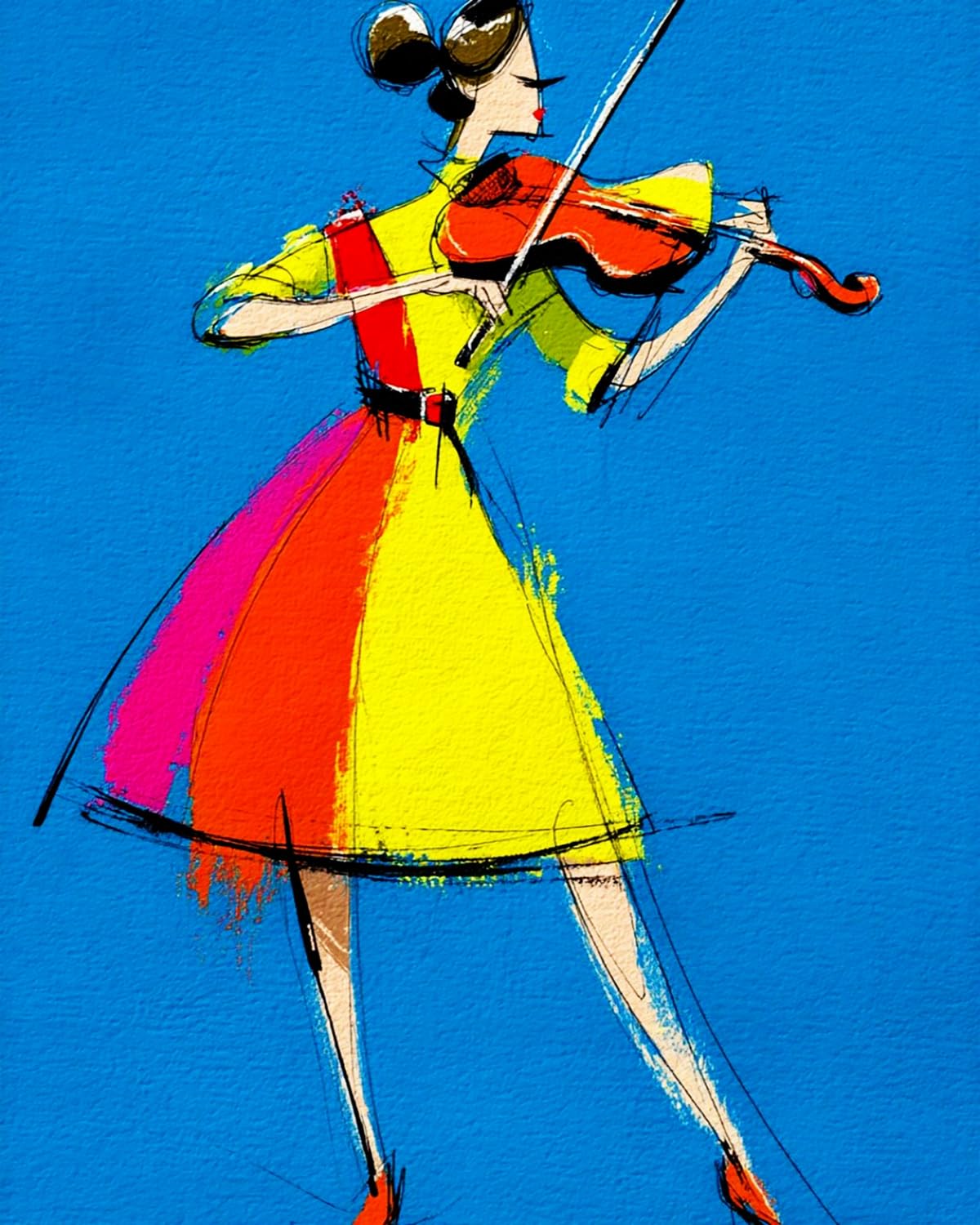 Liubaishi Multicolour Paint By Numbers For Adults, Colourful Violin Player Theme, 40X50 Cm Acrylic Canvas Kit With Brushes And Paints