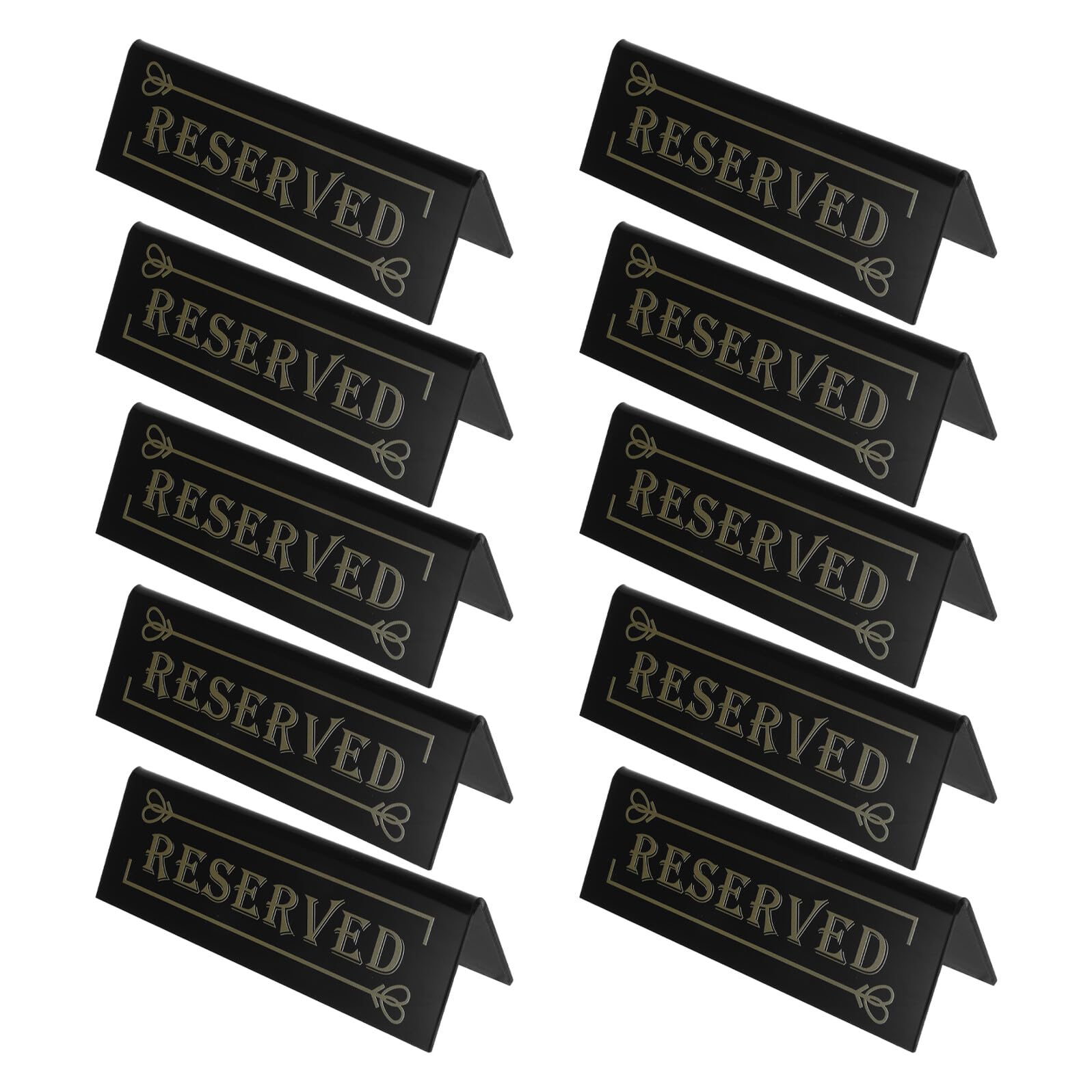 Hohopeti 10 Letreros Acrílicos Reservados para Mesa Negros, Doble Cara, Tamaño Compacto, para Restaurante, Boda, Fiesta y Eventos, Señal de Reserva de Invitados, Organizadores de