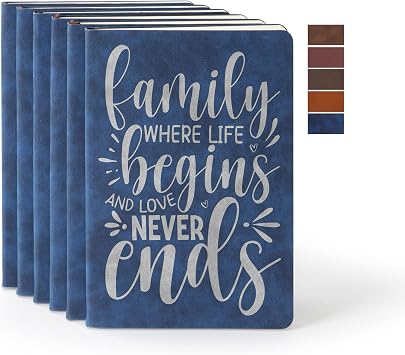 PYD Life 6 Pack Leather Notebooks A5 Journal Lined Blue for Engraving DTF