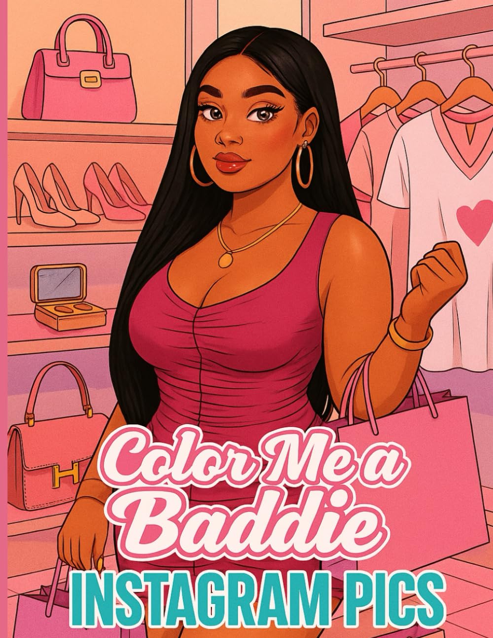 Color Me A Baddie: Instagram Pics: Black women, African American women coloring book for Adults and teens.