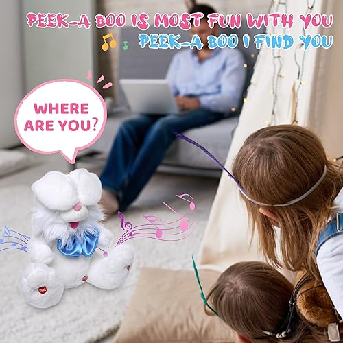 Miniatura 5 de MIAODAM Peluche de conejo de Pascua para niñas juguetes Peek-A Boo para niños pequeños canción y canciones de cuna juguete de conejo de Pascua
