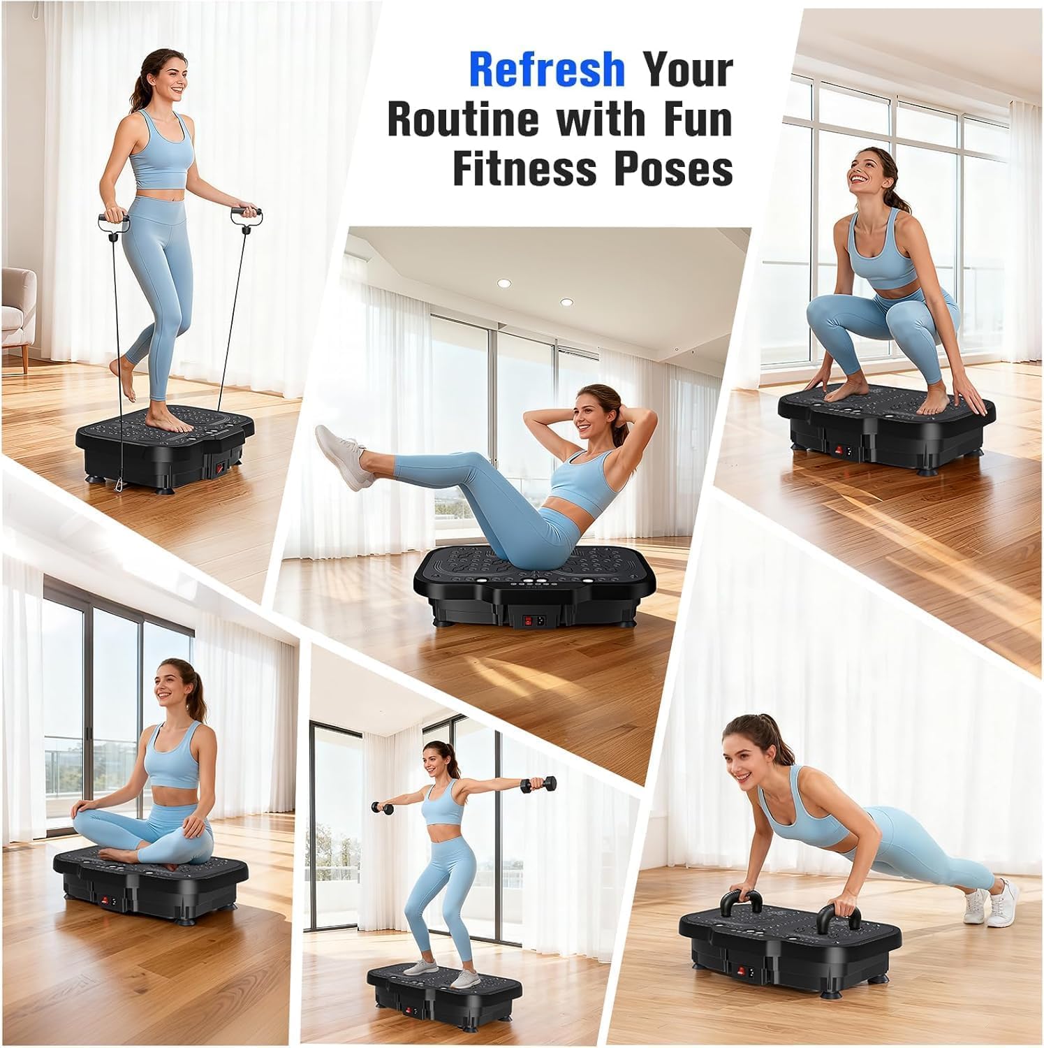 2026 Verbesserte Vibrationsplatte mit Zwei Motoren für Gewichtsabnahme, Ganzkörpertraining und Muskelaufbau, Vibration Plate mit 180 Stufen und 5 Modi, mit Bluetooth Maximalgewicht 150 kg