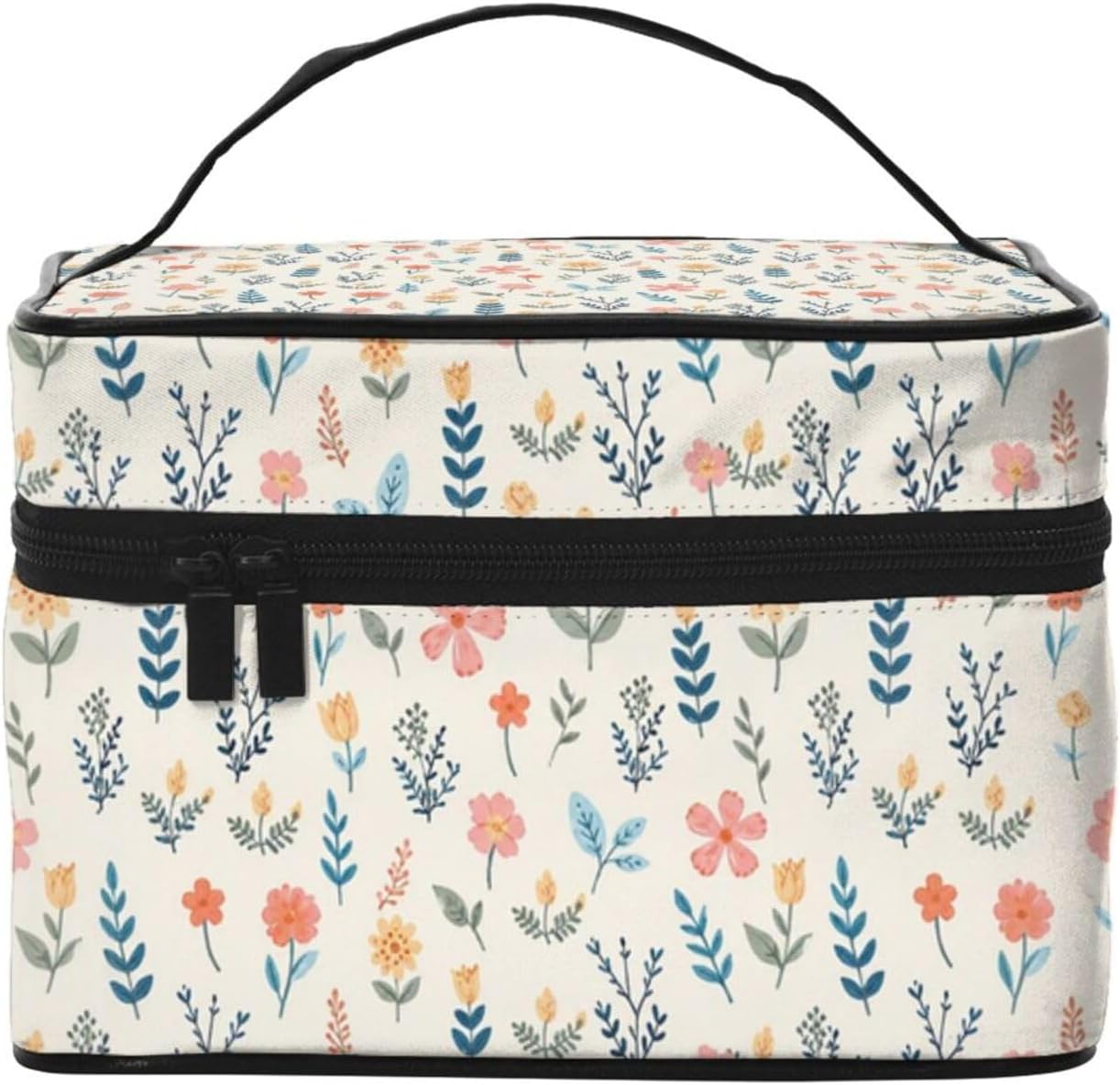 Floral Travel Toiletry Bag 9x6.7x6.3 Inch,Makeup Bag Cosmetic Organizer With Compartments Elastic Holders Portable Travel Kit For Women Men