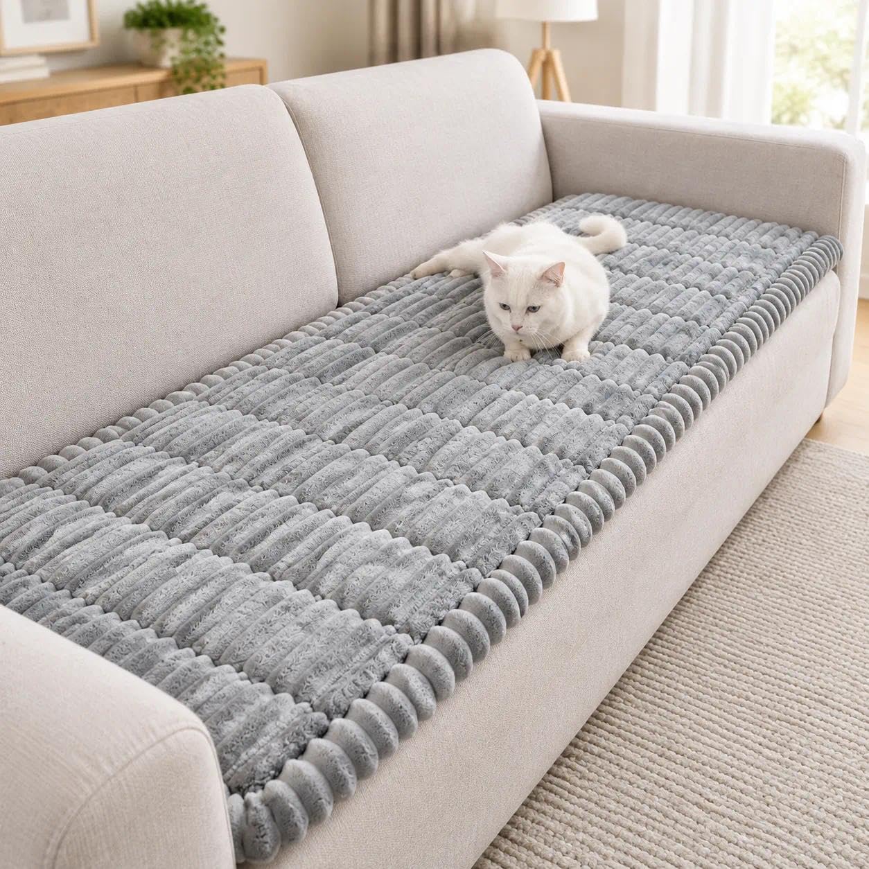 Masira Cosy Plush Pet Seat Sofa Cover Corduroy (Light Grey / 60*60Cm) — image 1