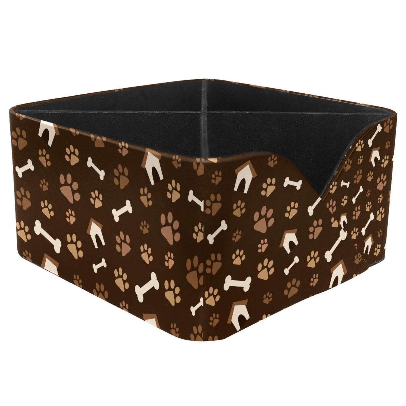 KengjuTesu Dog Footprints and Bones Desktop Organizer Pen Holder, Rectangular Pencil Cup for Office, Study and Makeup Stations