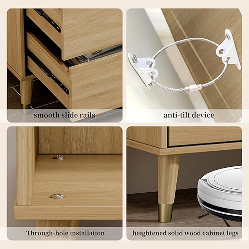 Miniatura 36 de Cómoda de 6 cajones, cómoda de mediados de siglo de 47 pulgadas de ancho, cómoda de madera para dormitorio con 6 cajones de almacenamiento para