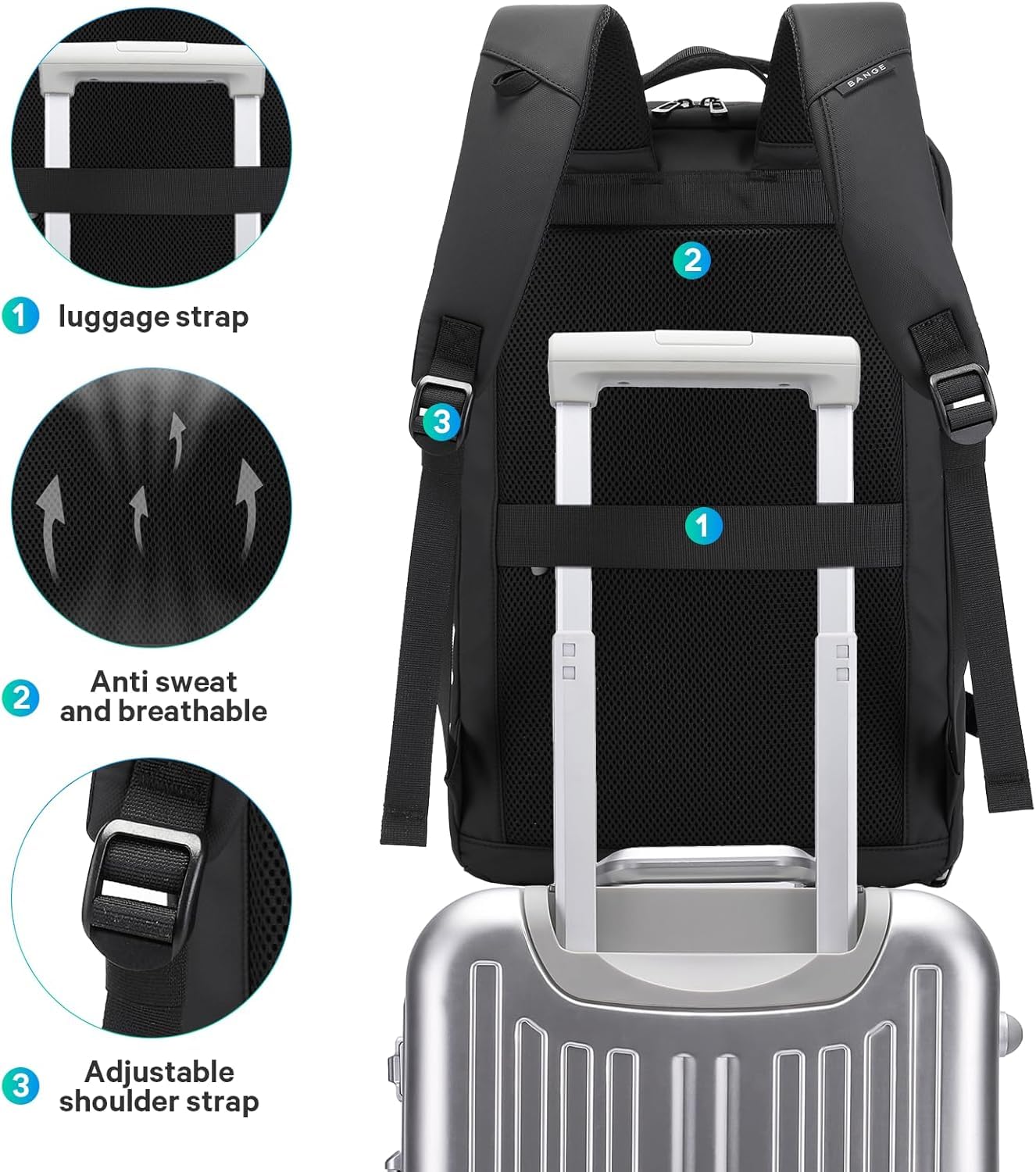BG FUTURE AESTHETICS Reiserucksack mit Schuhfach, Wochenend-Business-Handgepäck, Flug Genehmigt Bordgepäck, leicht und wasserabweisend für 15.6-17.3' Laptop