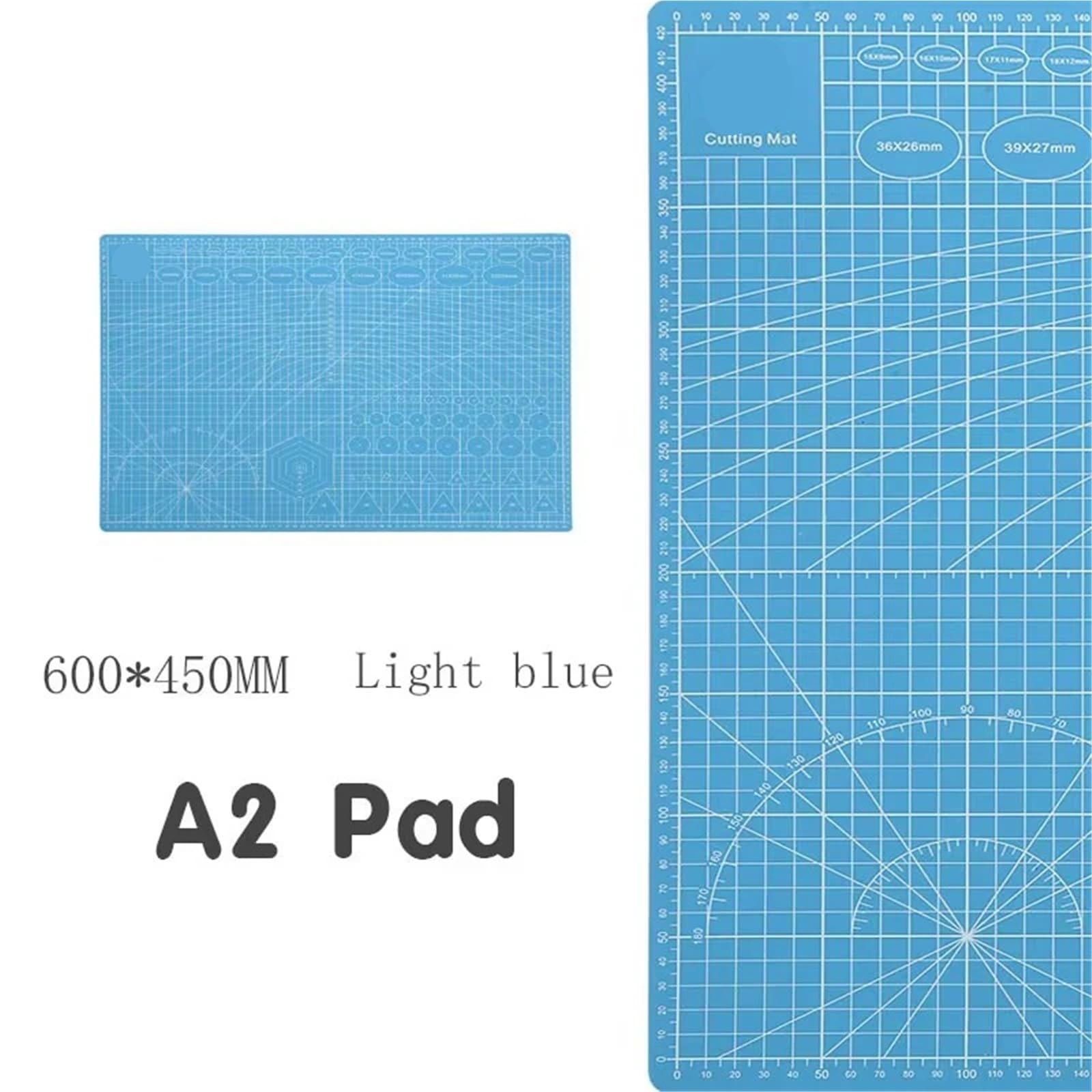 Schneidematte A2 Schneidebrett Gitterlinie Selbstheilende Bastelkarte Mehrfarbig Doppelseitiger Desktop-Handbuchblock 60 * 45 cm zum Nähen(Light blue)