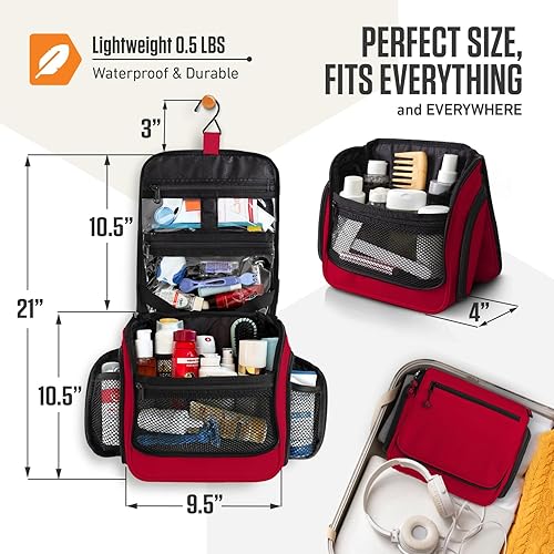Vista 100 de VENTURE 4TH Neceser de viaje colgante para mujeres y hombres, organizador de viaje con compartimentos expandibles y bolsa transparente extraíble