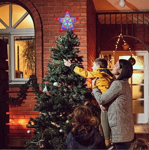 Miniatura 6 de LAMPHOME Decoración para árbol de Navidad, estrella para árbol (9 pulgadas, 10 luces, color transparente)