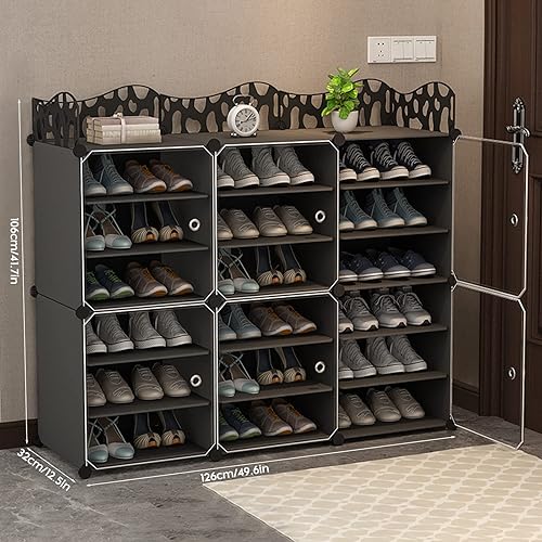 Miniatura 2 de Zapatero de almacenamiento con puertas organizador portátil de zapatos estante de pie expandible almacenamiento de 36 a 72 pares de zapatos botas