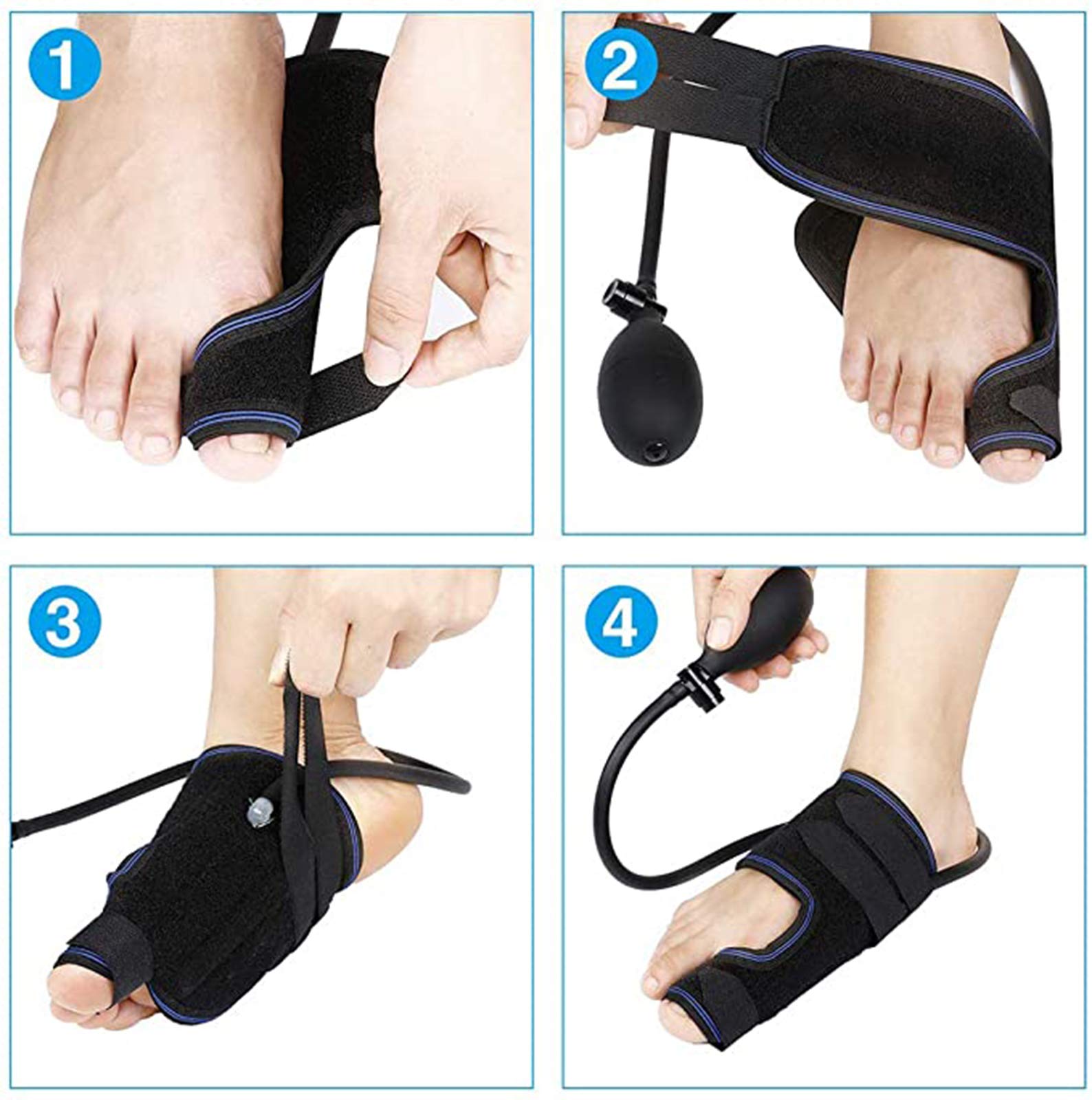 Corrector Neumático De Valgo del Pulgar, Corrector De La Férula del Dedo Gordo del Pie con Férula De Presión Barométrica Controlable Día Y Noche / 1 Par,Rosado