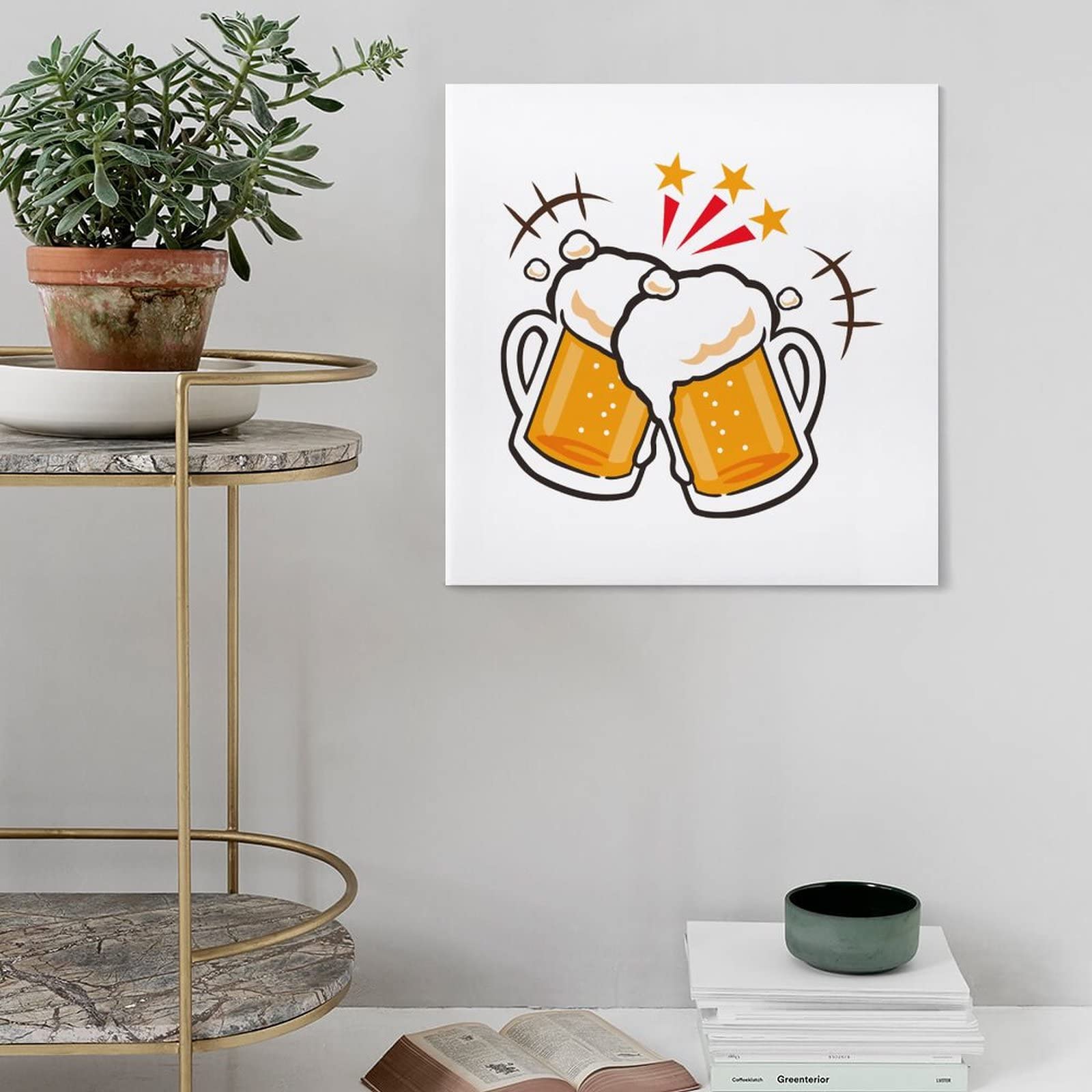 Amazon.co.jp: アートパネル 装飾画 ビール 乾杯 イラスト アート