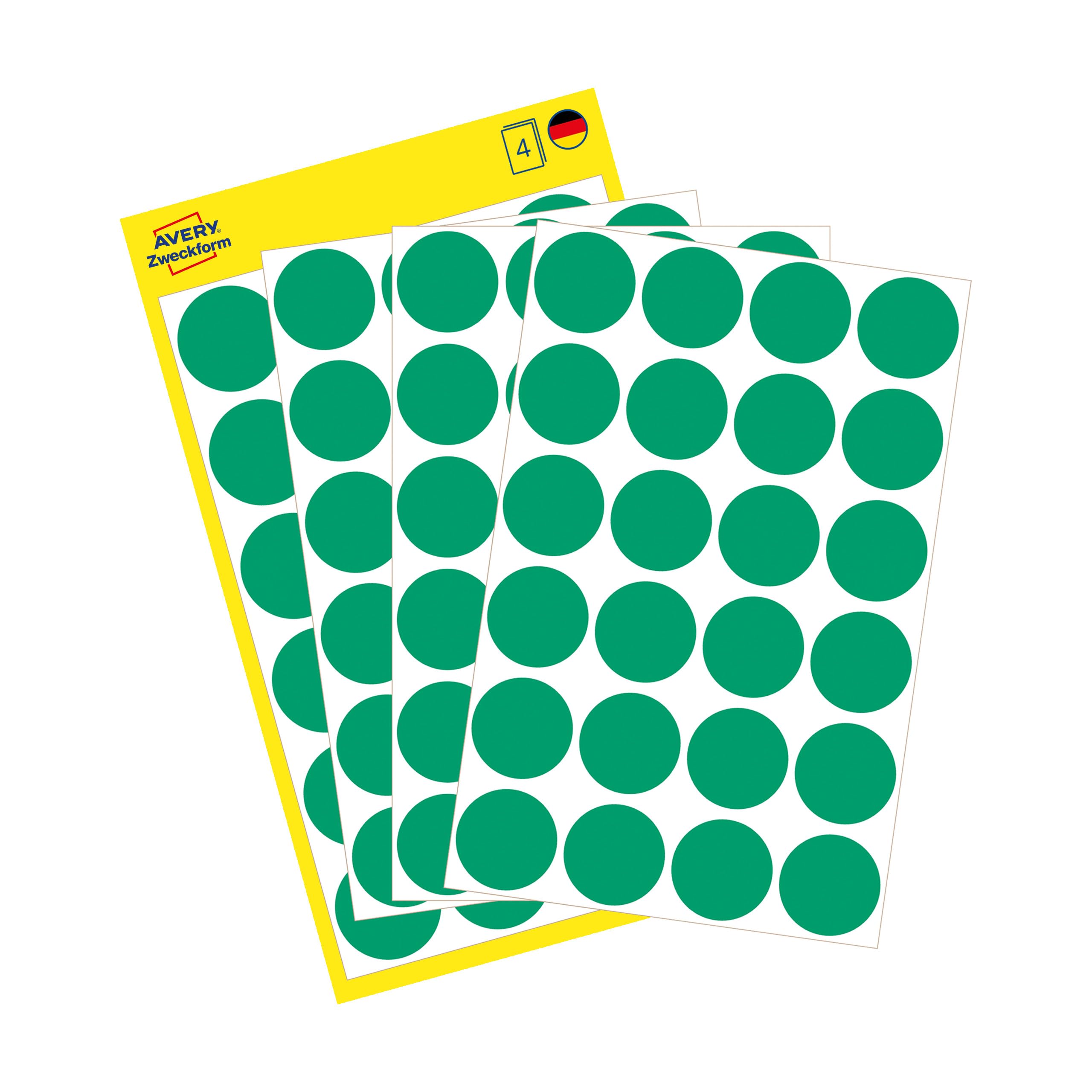 Avery Zweckform 3006 Adhesive Labels Diameter 18 mm Pack of 96 Green