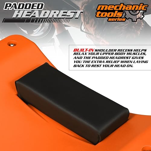 Miniatura 6 de M-AUTO Mechanic - Enredadera de rodillo con reposacabezas acolchado, bandejas de herramientas duales para reparación de trabajo automático, carrito