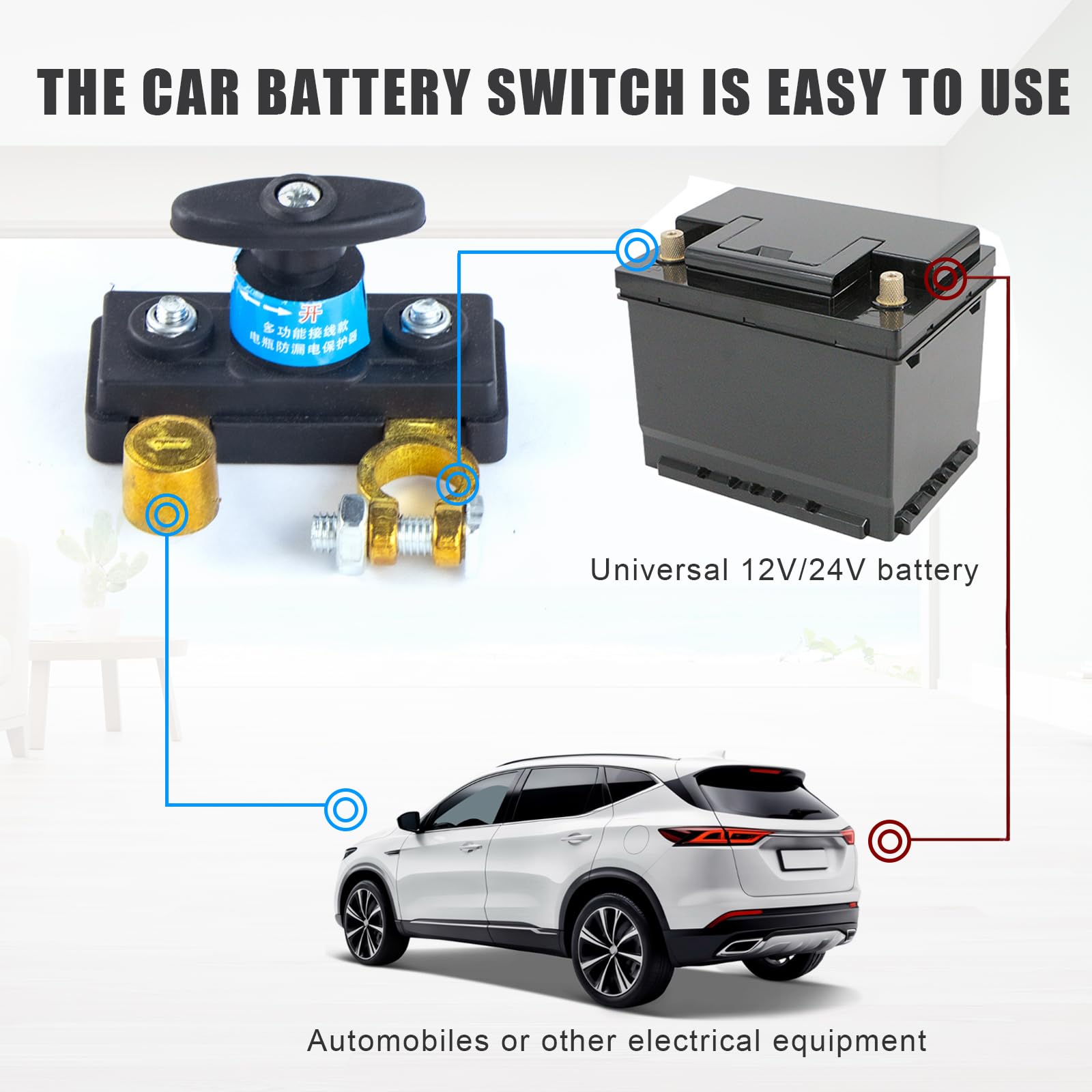 Stacca Batteria 12V 24V, Stacca Batteria per Auto, Stacca Batteria Moto Interruttore 12V Scollegamento della Batteria Accessori per l'interruzione di Corrente per Camion Camper Barca ATV