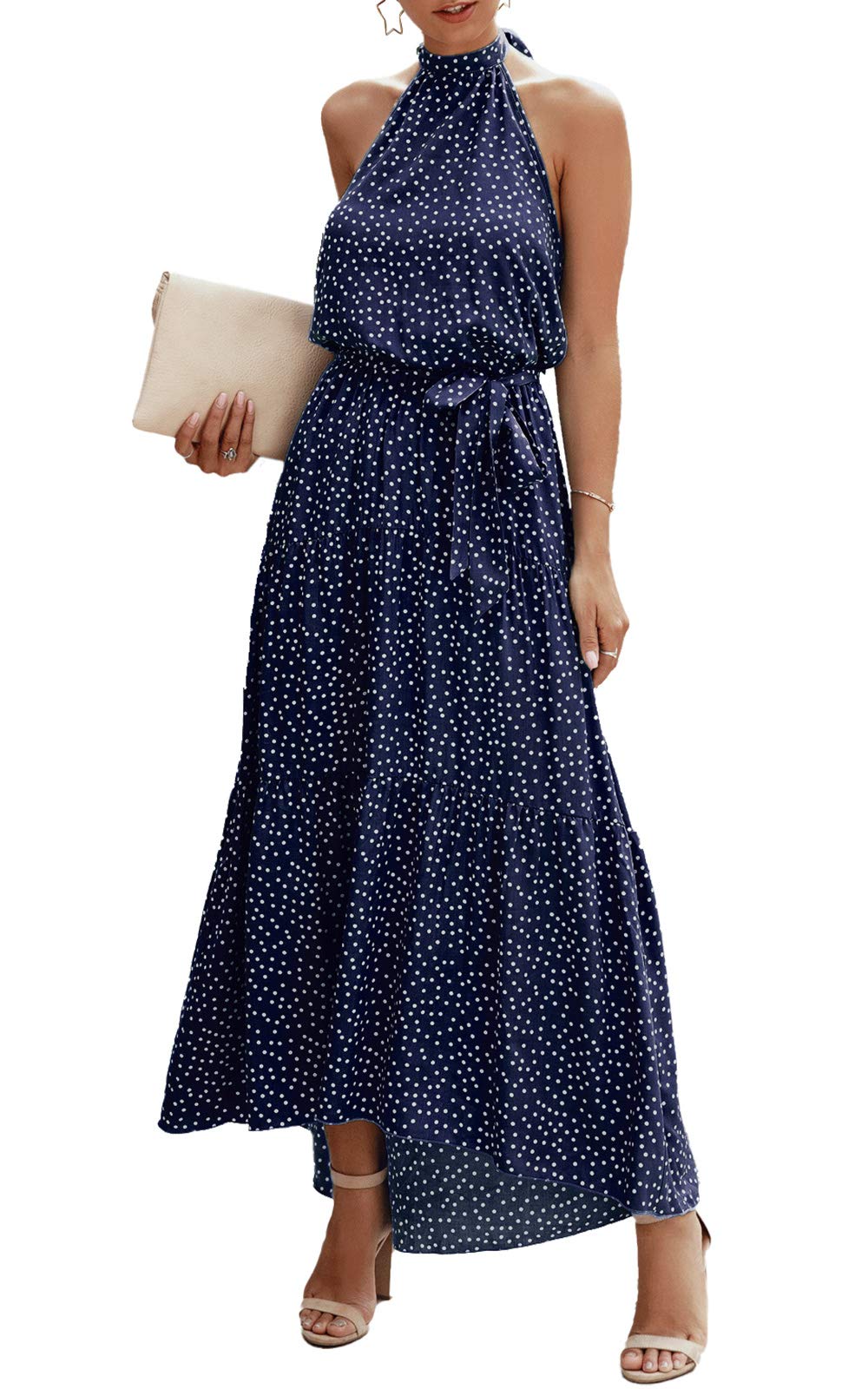 Halter Floral Ruffle Maxi Sundress main image 1